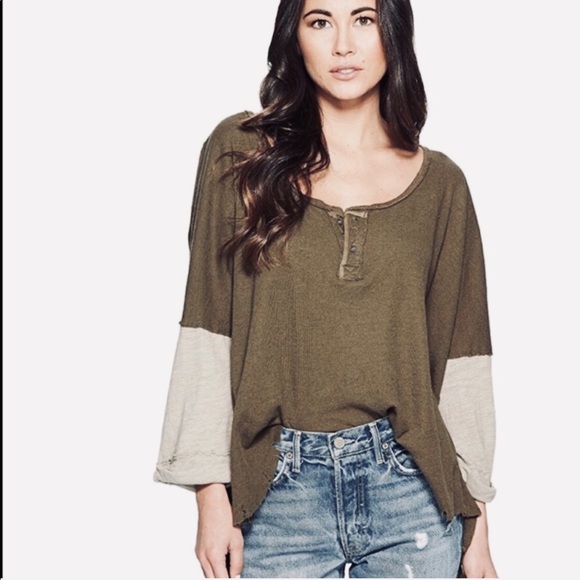 HP NWT Super Cute Free People Army Henley top - Picture 3 of 7